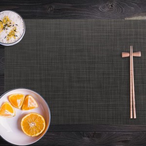 homEdge PVC Placemat, 4 PCS of Non-Slip Heat Resistant Place Mats, Washable Vinyl Placemats, Set of 4 –Black