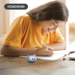 Cute Kitchen Timer Mechanical Timer for Kids (Gray Cat)