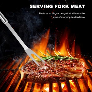 Meat Carving Fork Stainless Steel Cooking Fork with Long Handle for Kitchen Roast Picnic