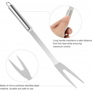 Meat Carving Fork Stainless Steel Cooking Fork with Long Handle for Kitchen Roast Picnic