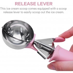 Ice Cream Scoop, Cookie Fruit Scoop with Comfort Grip Handle, Stainless Steel Ice Cream Scoop with Trigger Lever(8.46 Inch)