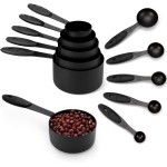 Joyhill Measuring Cups and Spoons Set of 10 Piece, Stainless Steel Measuring Cups with Soft Touch Silicone Handles, Nesting Metal Measuring Cup for Dry & Liquid Ingredients, Cooking & Baking (Black)