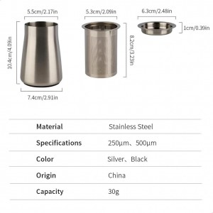 watchget Coffee Sifter - Fine Mesh 250m Stainless Steel Coffee Powder Sieve - Non-slip Base, Silver