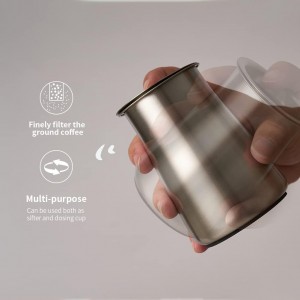 watchget Coffee Sifter - Fine Mesh 250m Stainless Steel Coffee Powder Sieve - Non-slip Base, Silver