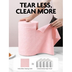 Fantasticlean Microfiber Cleaning Cloth Roll -75 Pack, Tear Away Microfiber Towels, 12