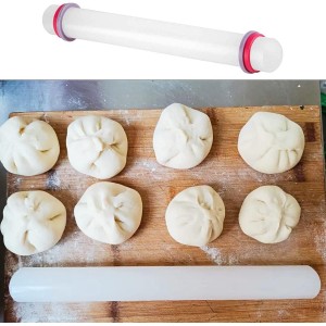 2 Pcs Adjustable Rolling Pin with Removable Rings Non Stick Fondant 9 Inch Rolling Pin for Dumpling Dough Roller Baking Dough Pizza Pie Pastries Pasta Cookies