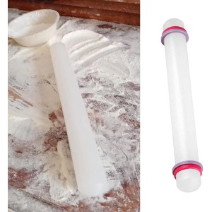 2 Pcs Adjustable Rolling Pin with Removable Rings Non Stick Fondant 9 Inch Rolling Pin for Dumpling Dough Roller Baking Dough Pizza Pie Pastries Pasta Cookies