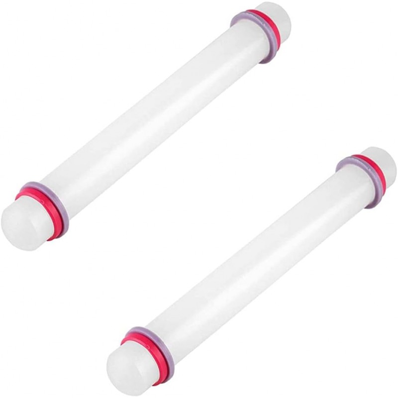 2 Pcs Adjustable Rolling Pin with Removable Rings Non Stick Fondant 9 Inch Rolling Pin for Dumpling Dough Roller Baking Dough Pizza Pie Pastries Pasta Cookies