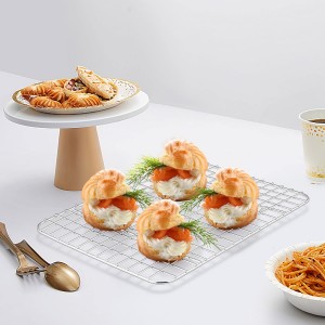 TeamFar Mini Cooling Rack Set of 2, Stainless Steel 8.75’’ x 6.25’’ Toaster Oven Grid Rack for Baking Roasting Broiling Grilling, Bakeable Rack for Cookies, Non-Toxic & Heavy Duty, Dishwasher Safe