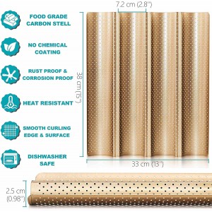 Anaeat 2 Pack Nonstick Perforated French Bread Baking Pan, 15
