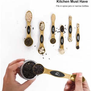 Magnetic Measuring Spoons Set Stainless Steel with Leveler, Stackable Metal Tablespoon Measure Spoon for Baking, Measuring Cups and Spoon Set Kitchen Gadgets Apartment Essentials Fits in Spice Jars
