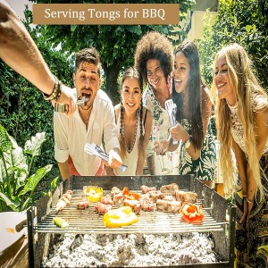 6PCS Serving Tongs, 7Inch Buffet Tongs, Stainless Steel Food Tong Small Serving Utensils for Cooking, Entertaining, Salad, Barbecue, Buffet, Toast and Steak by Sunenlyst (Stainless buffet tongs)