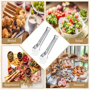 6PCS Serving Tongs, 7Inch Buffet Tongs, Stainless Steel Food Tong Small Serving Utensils for Cooking, Entertaining, Salad, Barbecue, Buffet, Toast and Steak by Sunenlyst (Stainless buffet tongs)