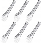 6PCS Serving Tongs, 7Inch Buffet Tongs, Stainless Steel Food Tong Small Serving Utensils for Cooking, Entertaining, Salad, Barbecue, Buffet, Toast and Steak by Sunenlyst (Stainless buffet tongs)