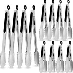 Chengu 12 Pack Stainless Steel Kitchen Tongs 7/9/12 Inches Food Serving Tongs Non Stick Cooking Clips for Kitchen Cooking Barbecue Buffet Wedding Family Gathering Grill Salad