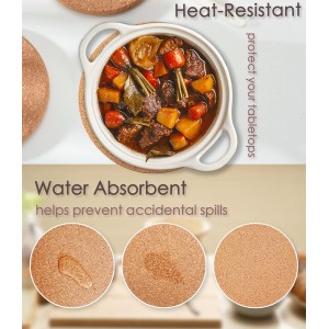 Cork Trivet, 4 Pack High Density Thick Cork Trivets for Hot Dishes, 8 Inch Heat Resistant Large Coaster for Kitchen, Hot Pads for Table & Countertop