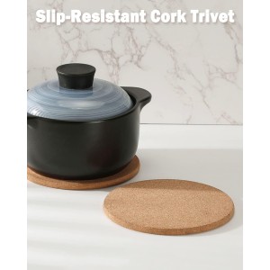 Cork Trivet, 4 Pack High Density Thick Cork Trivets for Hot Dishes, 8 Inch Heat Resistant Large Coaster for Kitchen, Hot Pads for Table & Countertop
