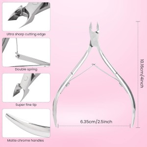 Cuticle Trimmer Cuticle Nippers,Professional Stainless Steel Cuticle Cutter Cuticle Clippers Cuticle Remover,Pedicure Manicure Tools for Fingernails and Toenails(Silver)