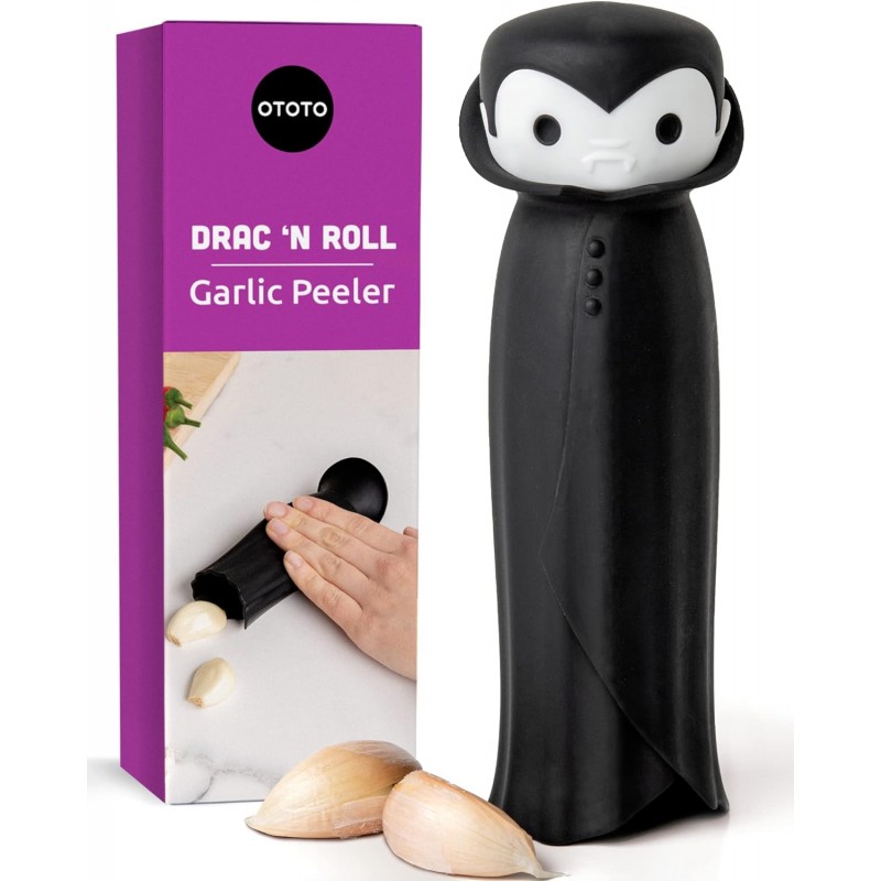 OTOTO Drac N' Roll Vampire Garlic Roller, Silicone Garlic Peeler Tube, Silicone Tube Roller for Halloween - Kitchen Gadget for Garlic, Garlic Tube, Garlic Crusher