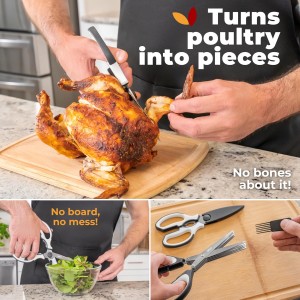 Gidli 5 Blade Herb Scissors Set with Heavy Duty Kitchen Shears - Stainless Steel Vegetable Scissors for Fresh Herbs and Salad Prep - Dishwasher Safe 2 Pack with Protective Cover