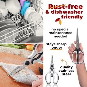 Gidli 5 Blade Herb Scissors Set with Heavy Duty Kitchen Shears - Stainless Steel Vegetable Scissors for Fresh Herbs and Salad Prep - Dishwasher Safe 2 Pack with Protective Cover