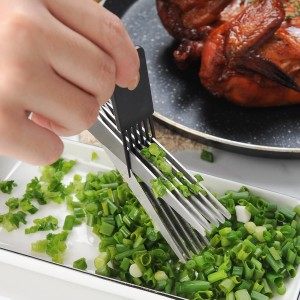 Gidli 5 Blade Herb Scissors Set with Heavy Duty Kitchen Shears - Stainless Steel Vegetable Scissors for Fresh Herbs and Salad Prep - Dishwasher Safe 2 Pack with Protective Cover