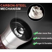 Professional Pepper Grinder - with Germany Hardened Carbon Steel Mechanism Rotor, Refillable Pepper Mill 6OZ Glass Adjust Coarseness (1PCS-Sliver-304）