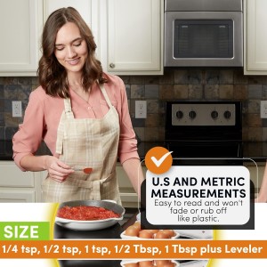 Spring Chef Stainless Steel Measuring Spoons Set of 6 with Leveler, Rectangular Metal Teaspoon & Tablespoon Measuring Spoons for Dry & Liquid Ingredients - Nesting Kitchen Gadgets For Baking & Cooking