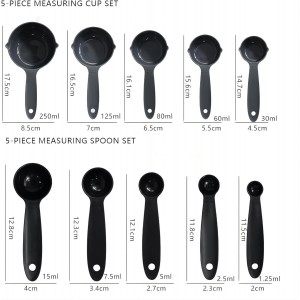 Smithcraft Cute Plastic Measuring Set of 10, 5 Cups & 5 Spoons for Baking & Cooking, Khaki