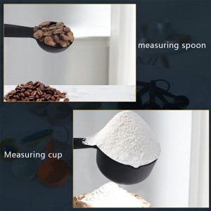 Smithcraft Cute Plastic Measuring Set of 10, 5 Cups & 5 Spoons for Baking & Cooking, Khaki