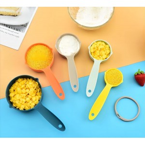 Smithcraft Cute Plastic Measuring Set of 10, 5 Cups & 5 Spoons for Baking & Cooking, Khaki