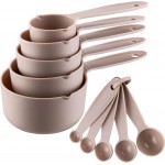 Smithcraft Cute Plastic Measuring Set of 10, 5 Cups & 5 Spoons for Baking & Cooking, Khaki