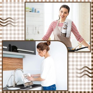 Ferraycle 4 Pieces Kitchen Dish Cloths Coffee Kitchen Hand Towels Absorbent Tea Towels 24 x 16 Inches, Cafe Lover Gift Bar Decorative Dish Cloths Rags, for Farmhouse(Mainly White,Cup Pattern)