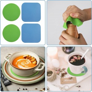 LUTER 4pcs Jar Opener, Rubber, Multi-function Silicone Bottle Opener for Seniors with Arthritis Weak Hands Lid Cap Gripper Pads Kitchen Coasters Gadgets(Light Blue, Green)
