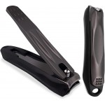 Precision Nail Clippers with Nail Catcher No Splash, Black Stainless Steel Manicure Tools