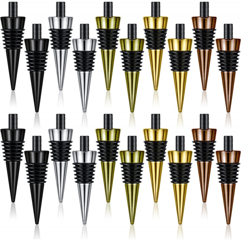 Honeydak 20 Pieces Wine Bottle Stopper Set Kit Blank Stainless Steel Wine and Beverage Reusable Decorative Bottle Corks Accessories Tapered Storage Craft Art DIY for Kitchen Bar Party Wedding Turning