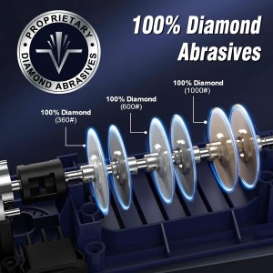 Homly Professional Electric Knife Sharpeners for Kitchen Knives with Diamond Abrasives and Precision Angle Guides, Multifunctional 3-Stage Slots, Applicable to Straight Knife and Ceramic Knife