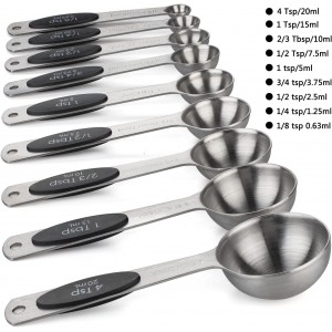 Magnetic Measuring Spoons Set of 9 Stainless Steel Stackable Measuring Spoons Heavy Duty Nesting Teaspoons Tablespoons for Measuring Dry and Liquid Ingredients