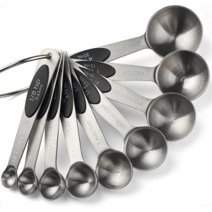 Magnetic Measuring Spoons Set of 9 Stainless Steel Stackable Measuring Spoons Heavy Duty Nesting Teaspoons Tablespoons for Measuring Dry and Liquid Ingredients