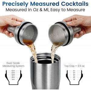 Lexenic 24oz Cocktail Shaker - Insulated Double Wall Keep Drink Chilled - No Stuck Twist Lid,Leakproof and Built-in Strainer - Perfect for Home Bar- Premium Stainless Steel Drink Shaker,Martini Shaker