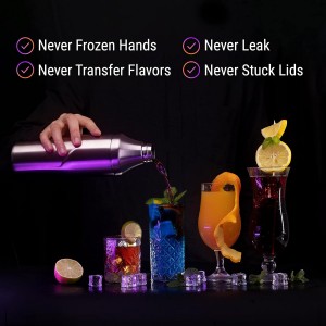 Lexenic 24oz Cocktail Shaker - Insulated Double Wall Keep Drink Chilled - No Stuck Twist Lid,Leakproof and Built-in Strainer - Perfect for Home Bar- Premium Stainless Steel Drink Shaker,Martini Shaker
