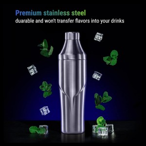 Lexenic 24oz Cocktail Shaker - Insulated Double Wall Keep Drink Chilled - No Stuck Twist Lid,Leakproof and Built-in Strainer - Perfect for Home Bar- Premium Stainless Steel Drink Shaker,Martini Shaker