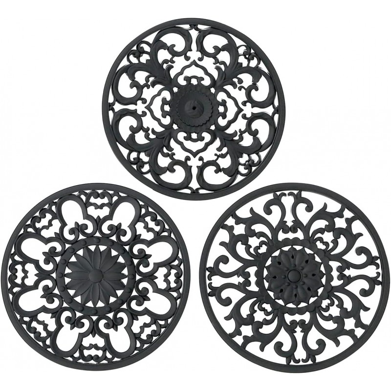 Extra Thick Silicone Trivet Mat for Hot Dishes, Hot Pots and Pans, Pot Holder, Hot Pad to Portect Your Table and Countertop, Kitchen Decor and Accessories,Black,Set of 3