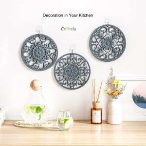 Extra Thick Silicone Trivet Mat for Hot Dishes, Hot Pots and Pans, Pot Holder, Hot Pad to Portect Your Table and Countertop, Kitchen Decor and Accessories,Teal, Set of 3