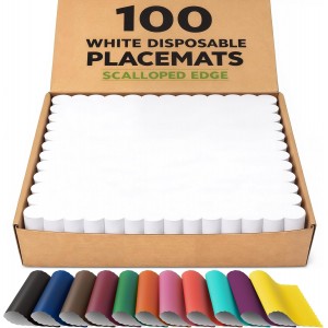 100 White Scalloped Paper Placemats – ...