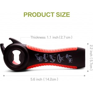 2Pcs 5 In 1 Multi Bottle Opener, Jar Bottle Can Opener Kitchen Multi Tools Opener, Lid Twist Off Gripper, for Seniors Rheumatoid Arthritis Good Kitchen Tool (black/white)