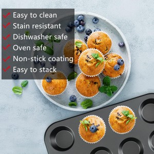 Kitchen 5-Piece Nonstick Bakeware Set - Round/Square Cake Pans, Muffin Pan, Loaf Pan, Roast Pan & Baking Sheets