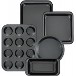 Kitchen 5-Piece Nonstick Bakeware Set - Round/Square Cake Pans, Muffin Pan, Loaf Pan, Roast Pan & Baking Sheets
