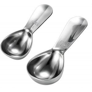 GREATLINK Stainless Steel 430 Coffee Scoop, Coffee Measuring Spoon Short Handle for Measuring Coffee, Milk, Tea,Sugar,Lemon juice, and olive oil,Set of 2(15 ml & 30 ml)