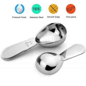 GREATLINK Stainless Steel 430 Coffee Scoop, Coffee Measuring Spoon Short Handle for Measuring Coffee, Milk, Tea,Sugar,Lemon juice, and olive oil,Set of 2(15 ml & 30 ml)
